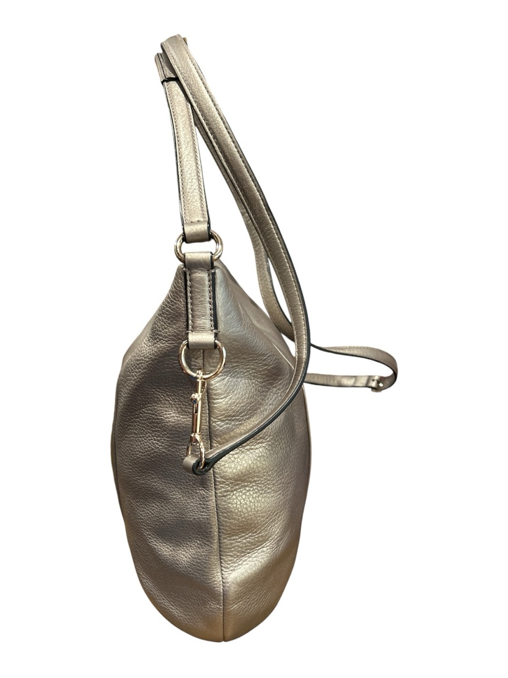 Coach Metallic Silver Pebbled Leather Shoulder Bag - Picture 3 of 9